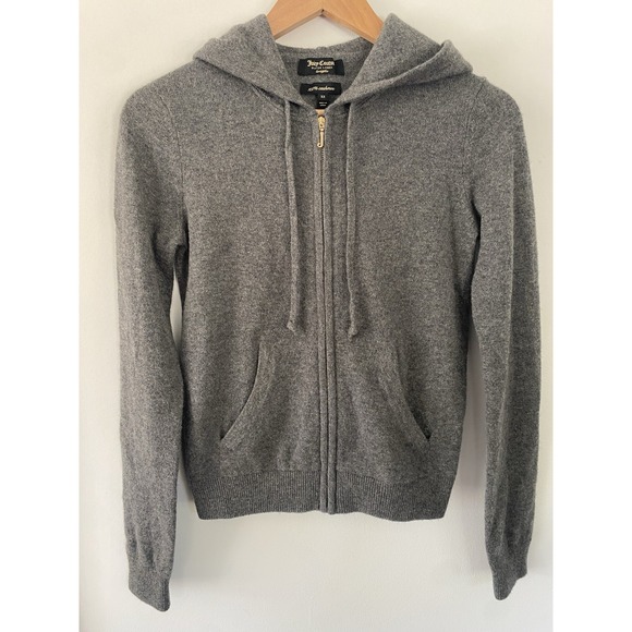 Juicy Couture Sweaters - Juicy Couture 100% Cashmere Hooded Sweater Grey XS Black Label Y2K